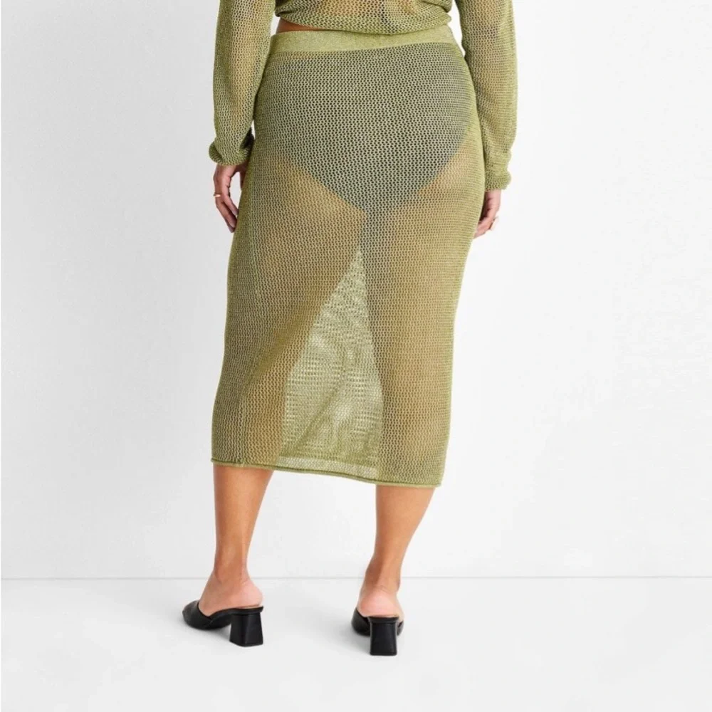 Metallic Crochet Midi Skirt - Future Collective with Alani Noelle - Picture 2 of 11